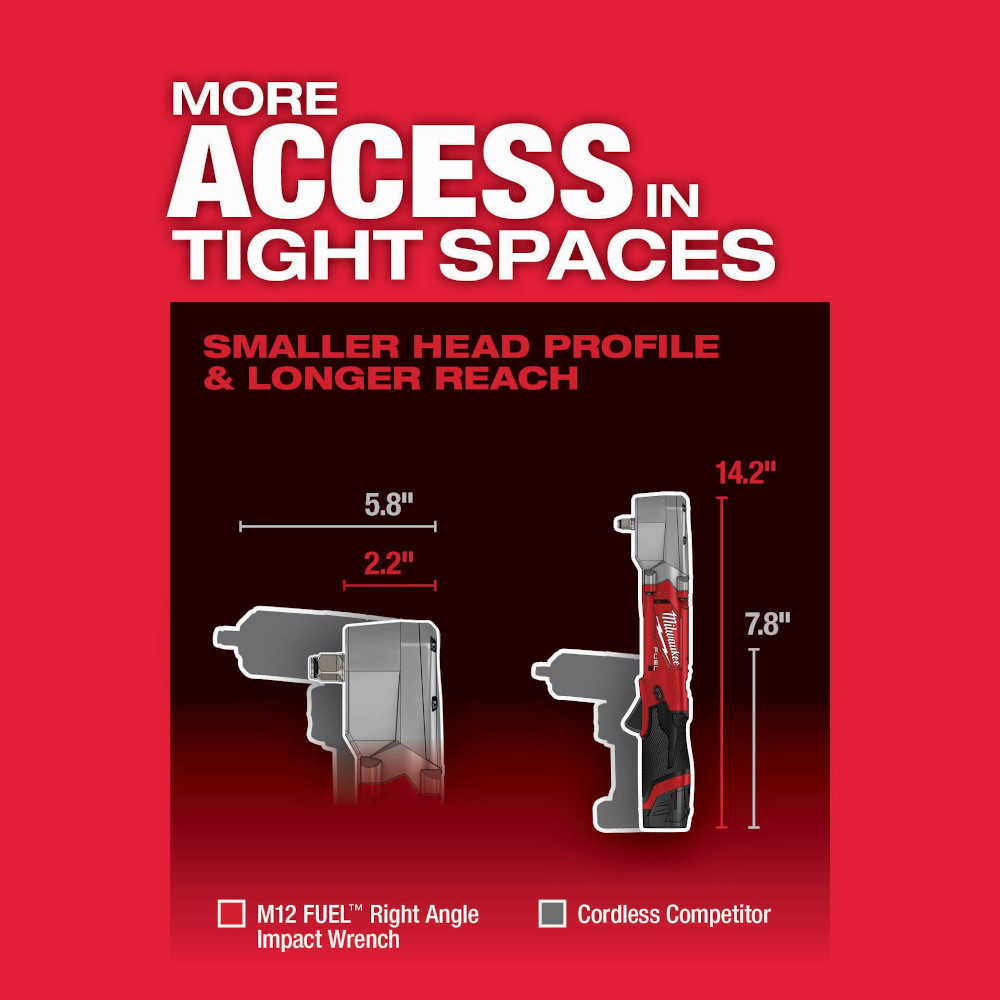 Milwaukee M12 1/2 Inch Right Angle Impact Wrench with Friction Ring Kit from GME Supply